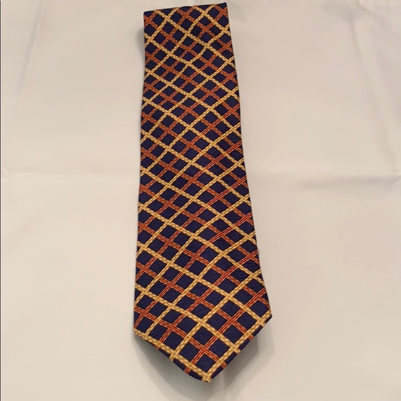 Men’s tie. Navy/gold/burgundy stripe. Never worn - Picture 1 of 2
